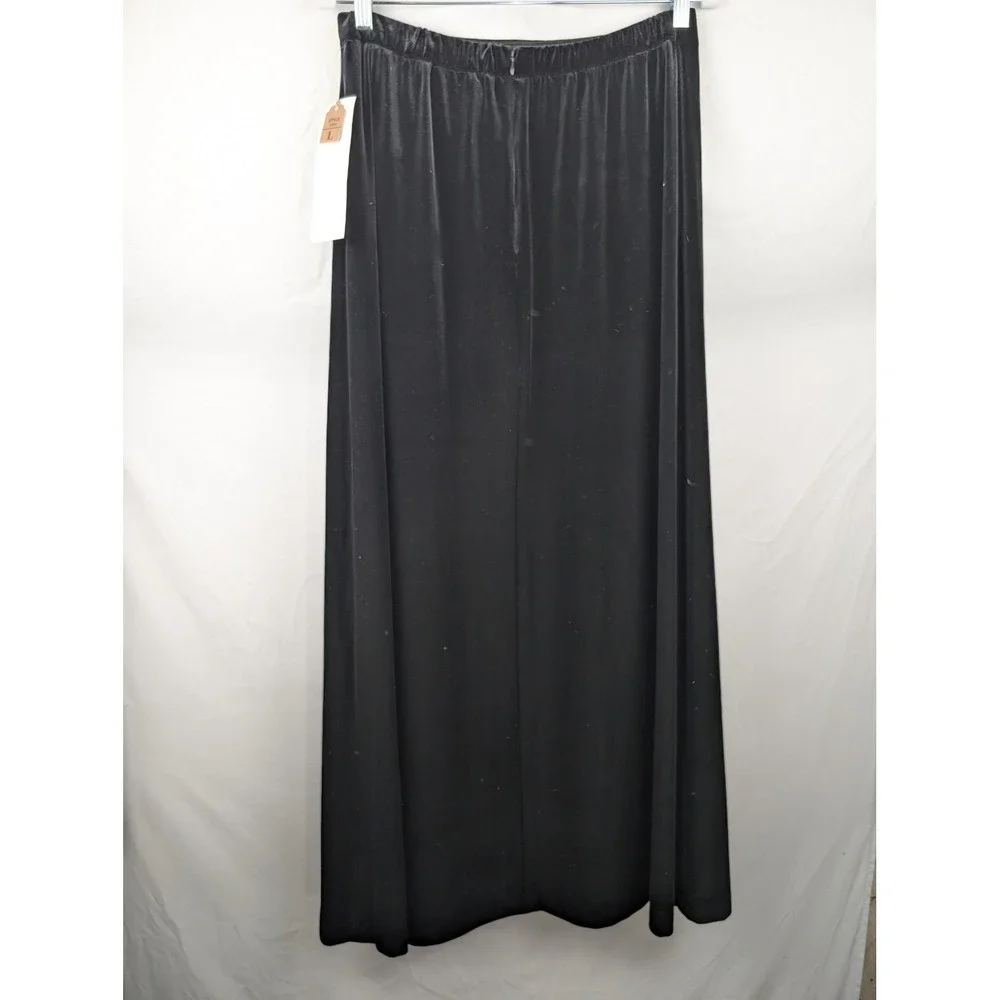 Vintage Whimsigoth Velvet Maxi Skirt Size L‎ Black Elastic Waist Dark Romantic - Picture 2 of 10